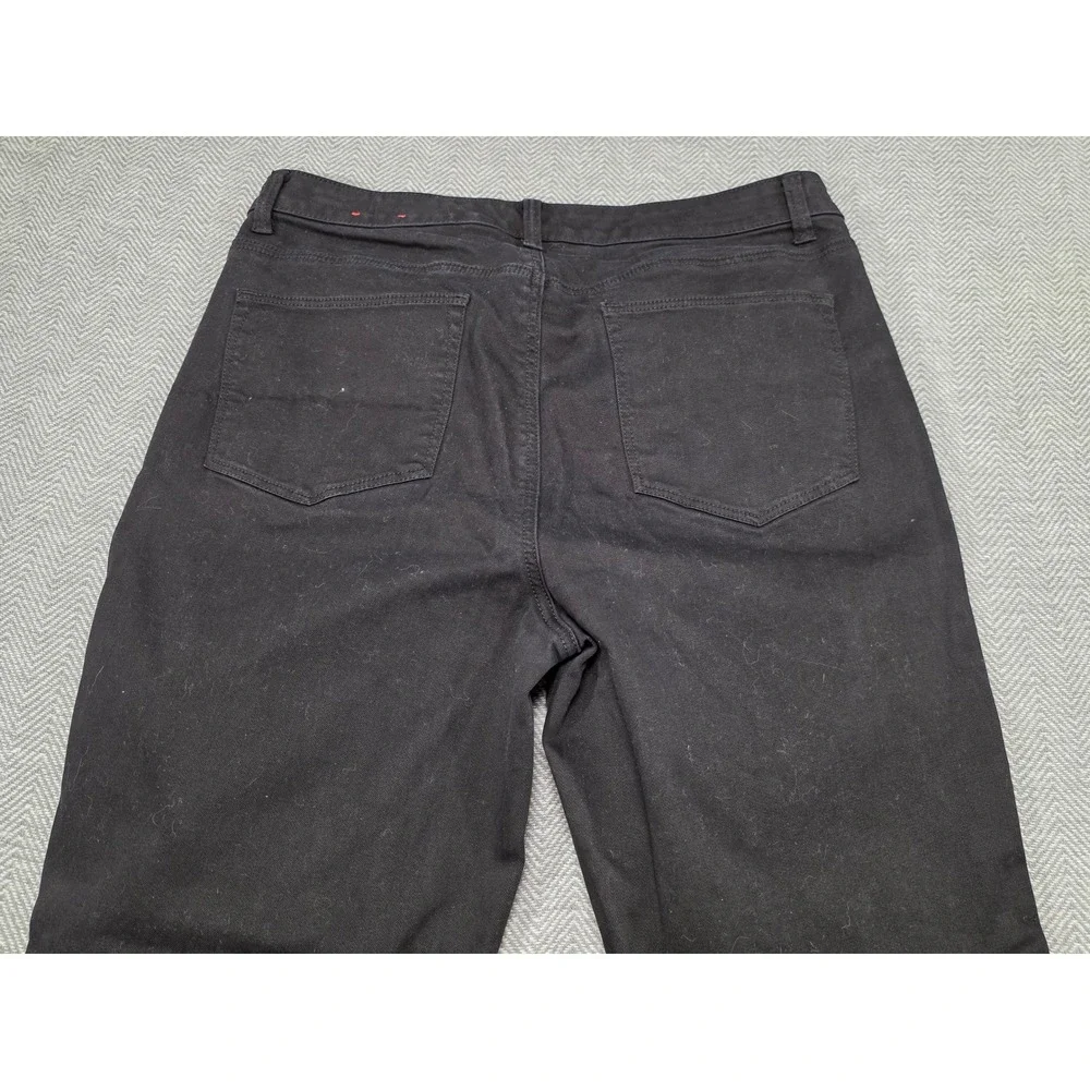 Talbots‎ Slim Straight High Waist Black Jeans Womens Size 12 Frayed Hem